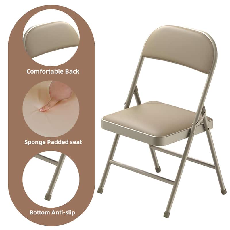 SUGIFT Outdoor/Indoor Vinyl Padded Folding Dining Chair (Set of 6)