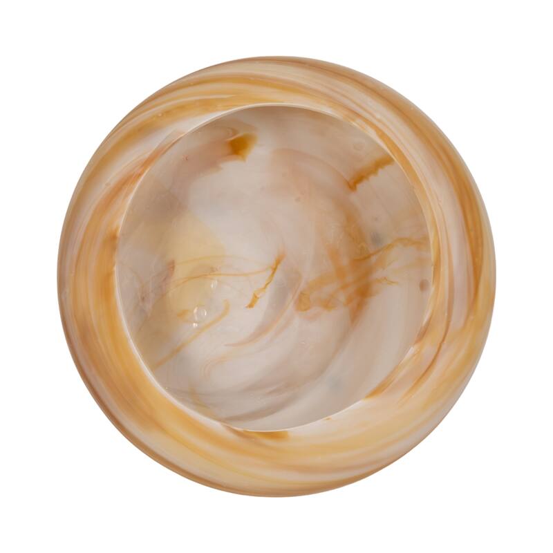 Round Glass Decorative Bowl with Swirl Pattern - 19", Orange - 19.0"