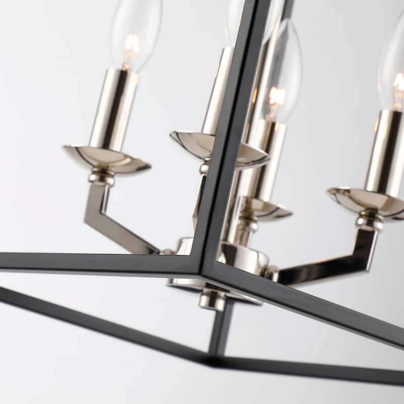 Modern 4-Light Rectangle Open Frame Iron Lantern Chandelier - 12-in W
