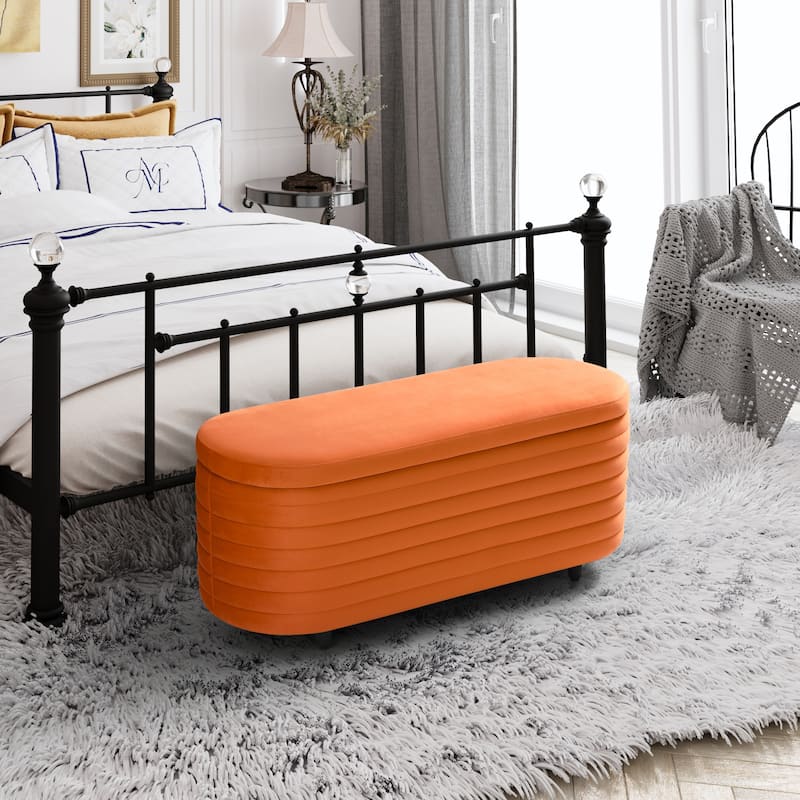 Farrah Velvet Polyester Flip Top Storage Ottoman - 42"