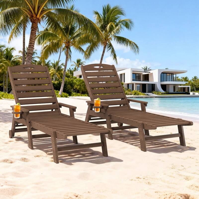 Domi Patio Lounge Chair Outdoor, HDPE Outdoor Chaise Lounge with Reclining Backrest, Pool Lounger Chair for Outside, Poolside