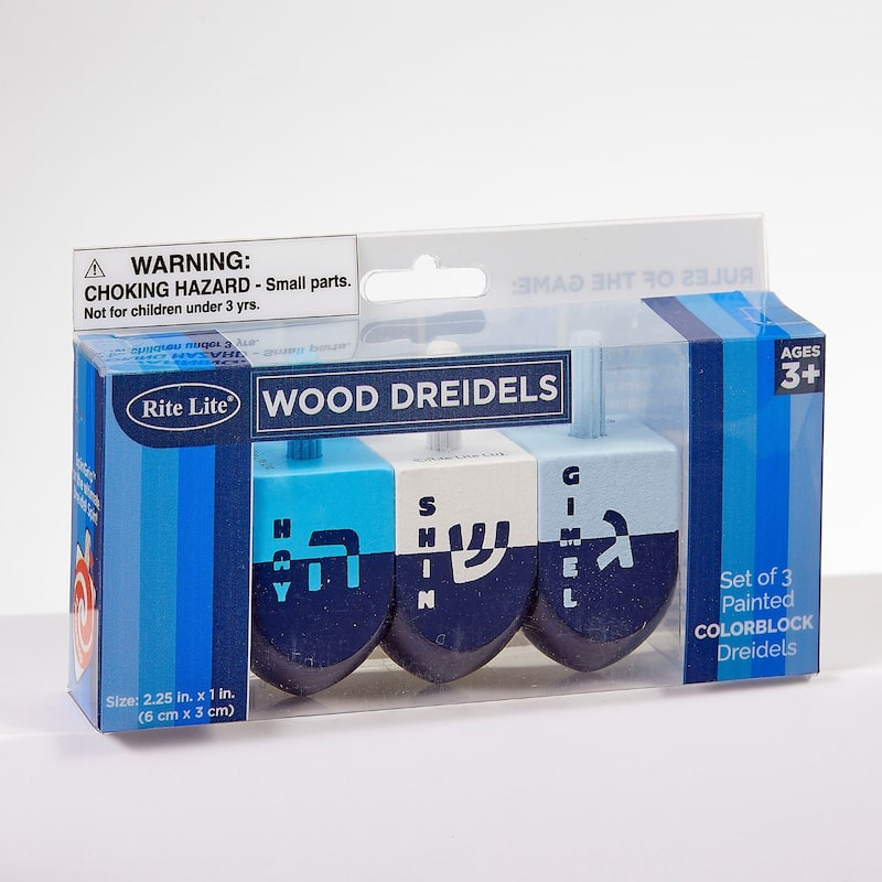 Large Colorblock Wood Deidel Hanukkah Game - 2.25"