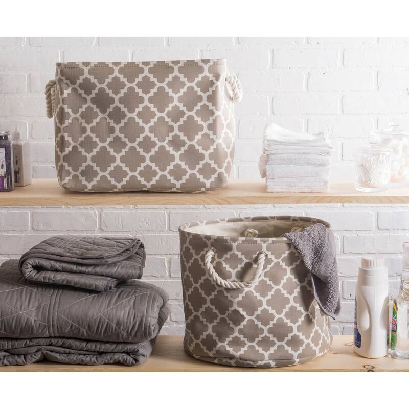 DII Round Lattice Decorative Storage Bin