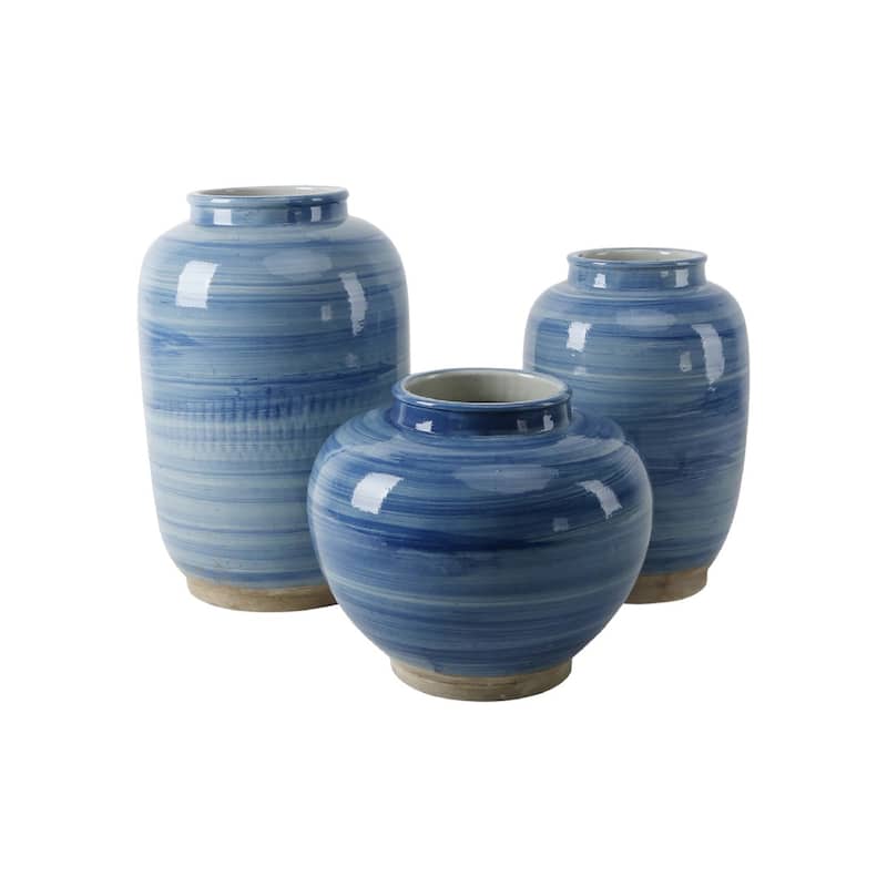 Artissance 14 in. Diameter Sky Blue Porcelain Round Jar