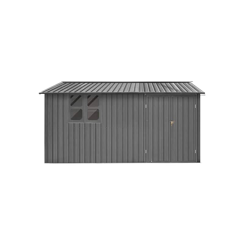 Outdoor 12 x 10 ft. Metal Storage Shed with Window and Vents and Hinged Door and Padlock