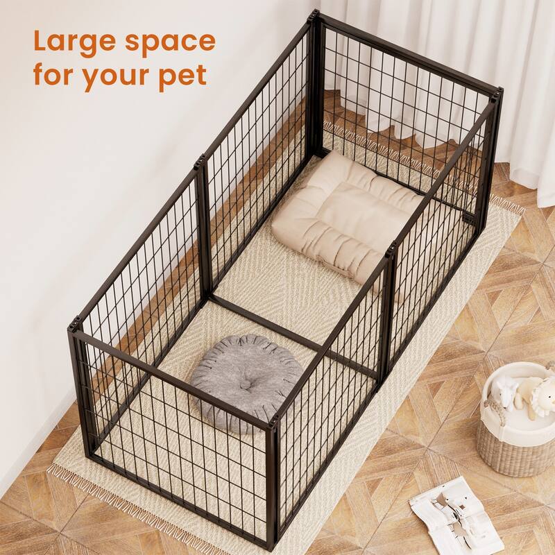 63" Iron Dog Crate with Top Cover, Dog Kennel for Small Medium Dogs