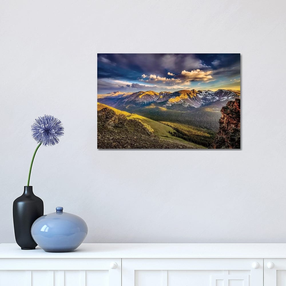 iCanvas "USA, Colorado, Rocky Mountain National Park. Mountain and valley landscape at sunset." by Jaynes Gallery Canvas Print