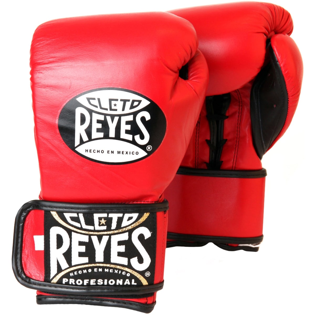 Cleto Reyes Lace Up Hook and Loop Hybrid Boxing Gloves - Red - Bed