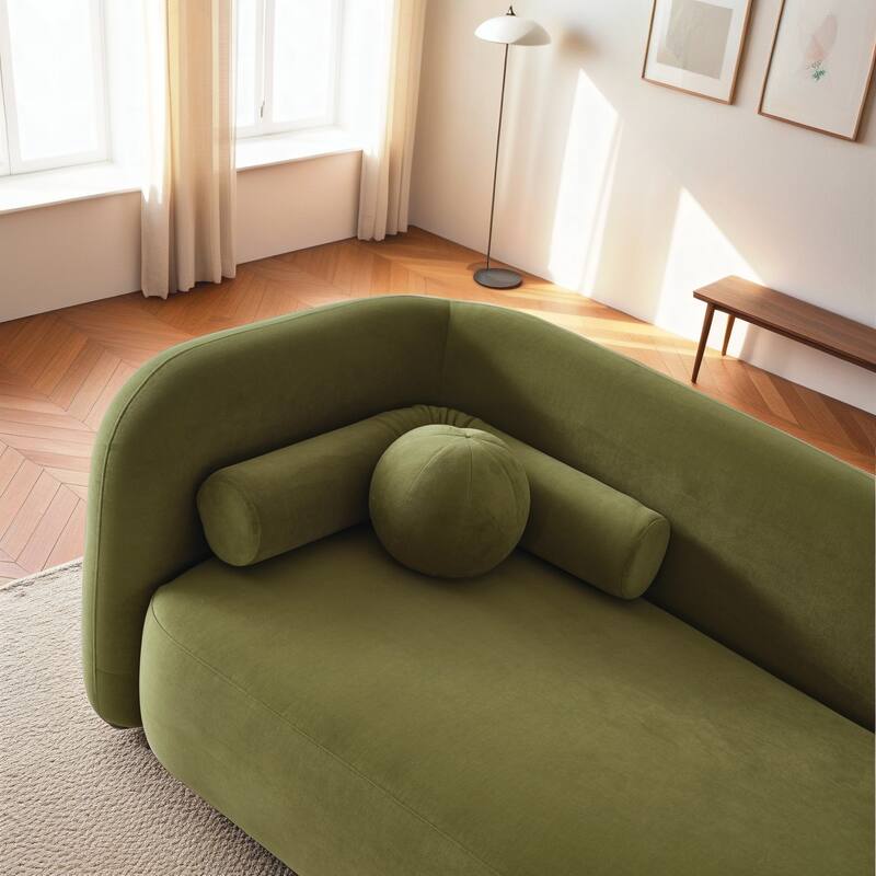 Milet Stylish Velvet Sofa with Solid Wood Frame and Accent Pillows