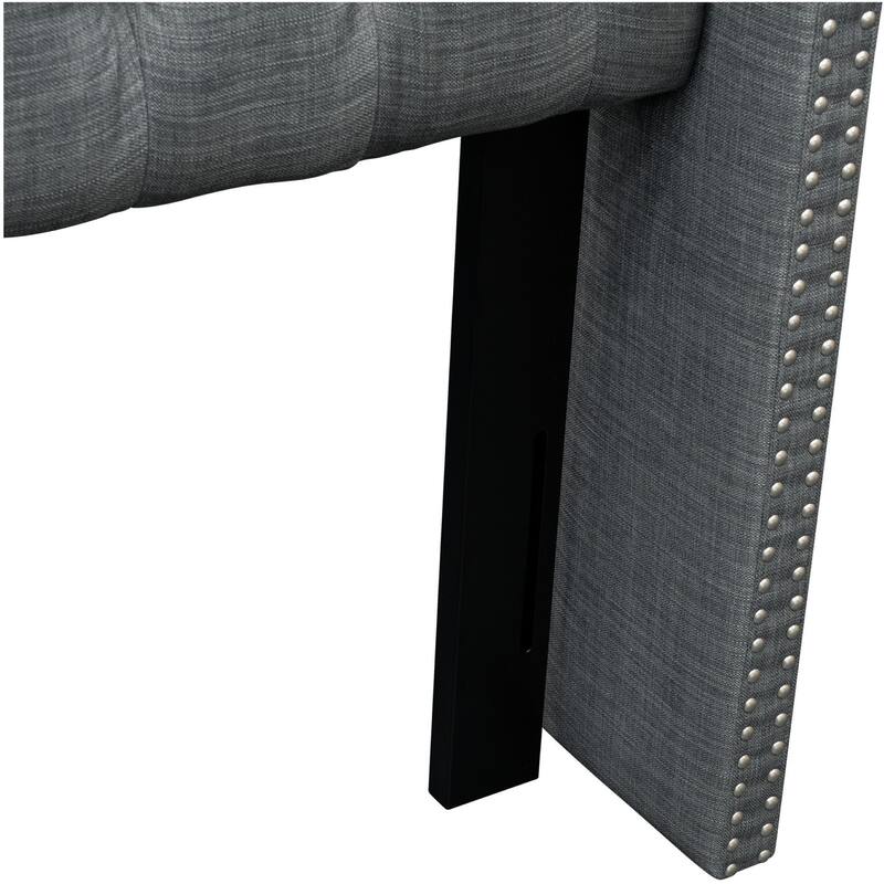 Madison Park Baldwin Upholstered Wingback Headboard with Button Tufting & Nailhead Trim