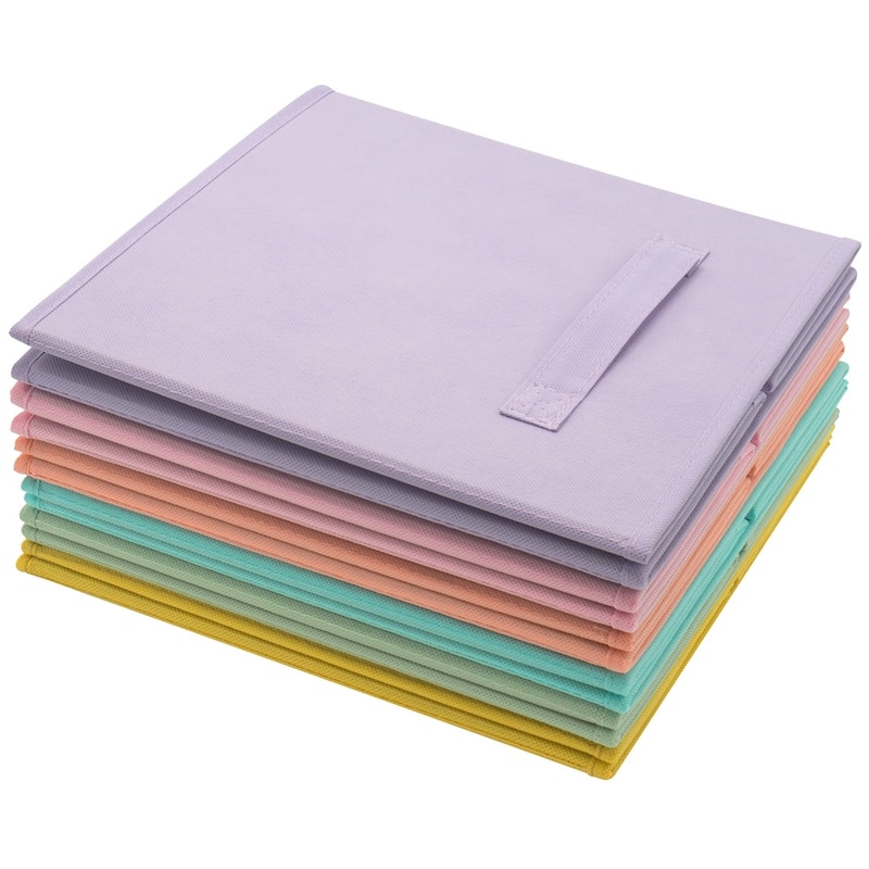 Sorbus Open Fabric Storage Cube Bins, Pastel Multi-Color, Set of 6
