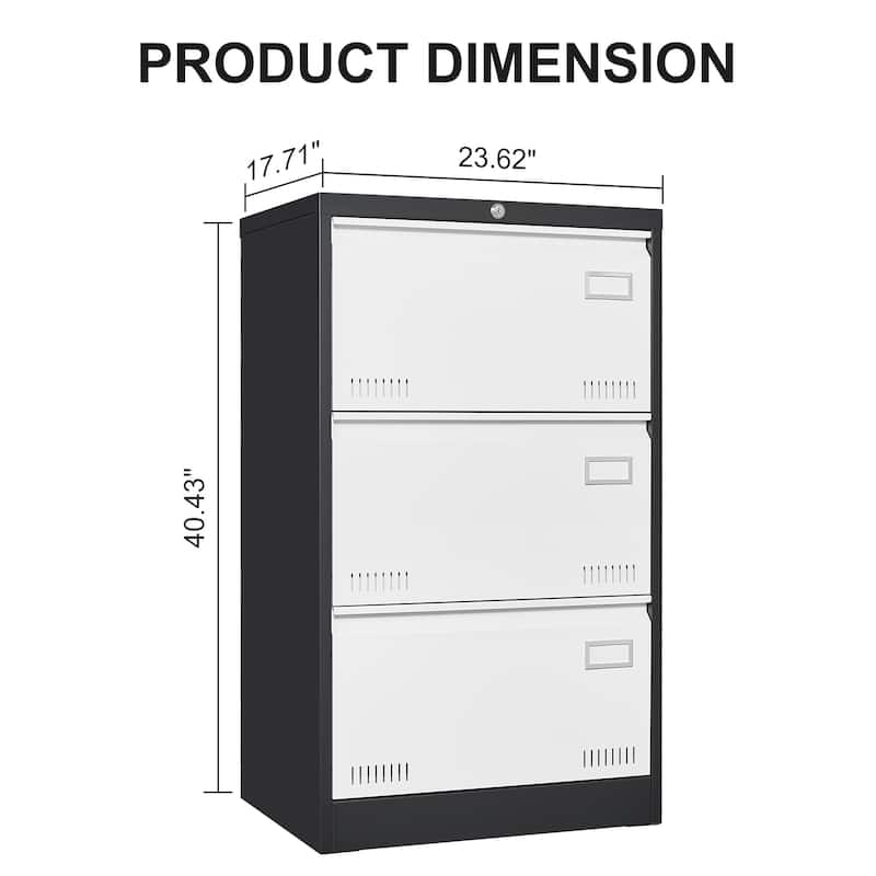 Metal Lateral 3 Drawer File Cabinet with Lock