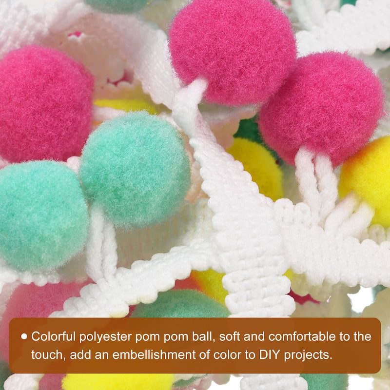 5 Yards Pom Pom Ball Fringe Trim Ribbon Sewing for DIY Crafts Colorful