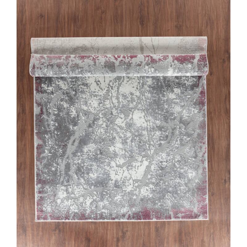 Petra Collection Lilac/Grey Abstract Area Rug