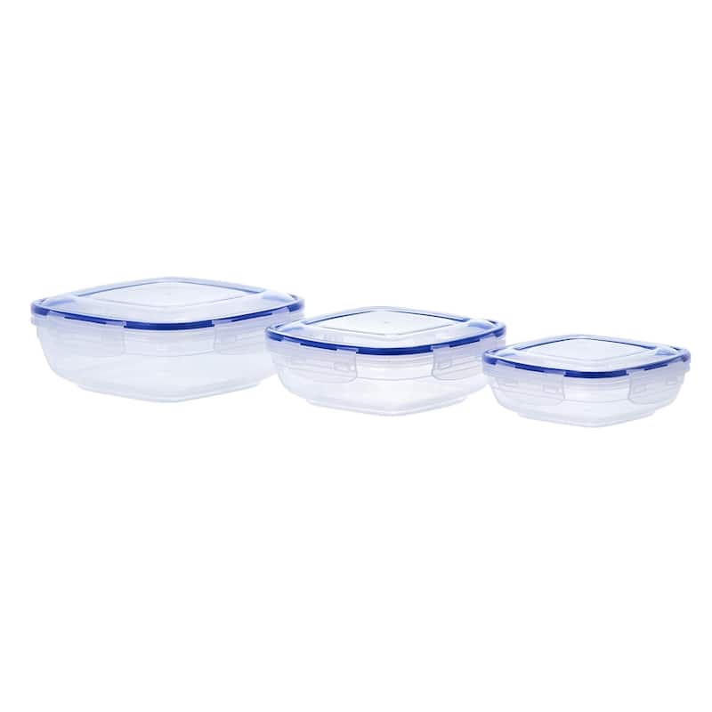 3 Pack Shallow Square Sealed Containers - 20 oz., 35 oz.,58 oz.