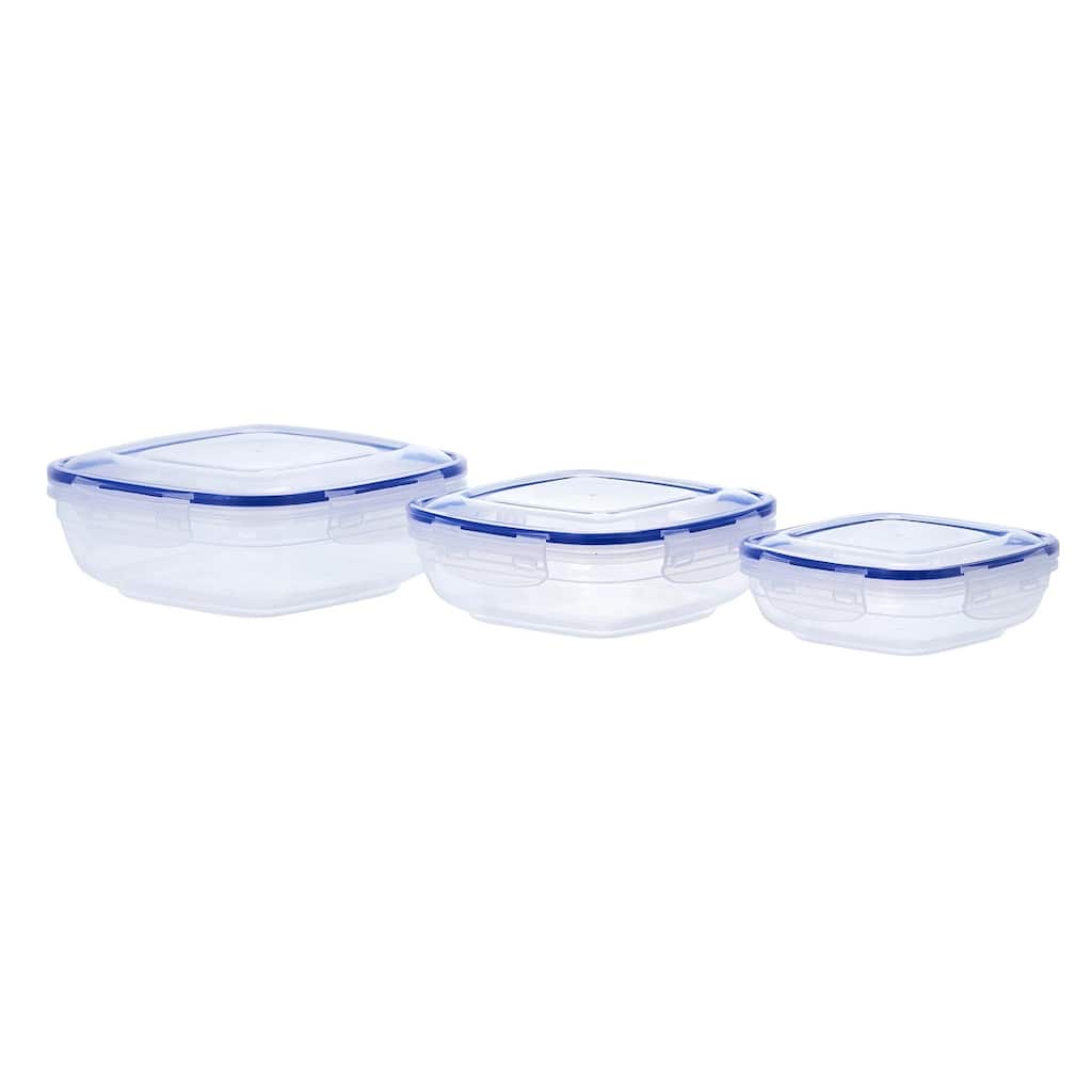 3 Pack Shallow Square Sealed Containers - 20 oz., 35 oz.,58 oz.