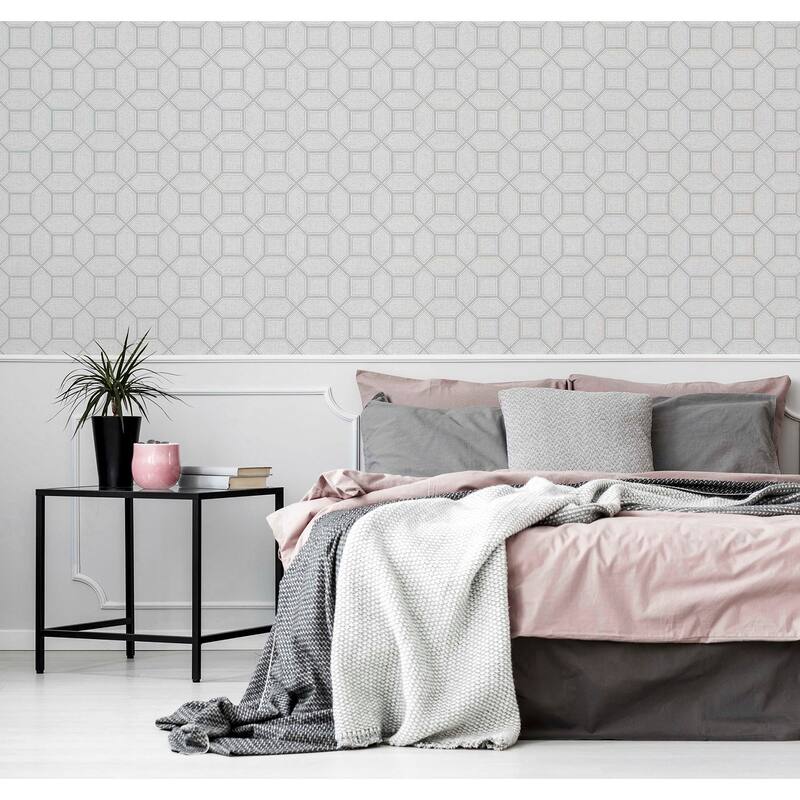 Arthouse Marjorie Silver Trellis Wallpaper