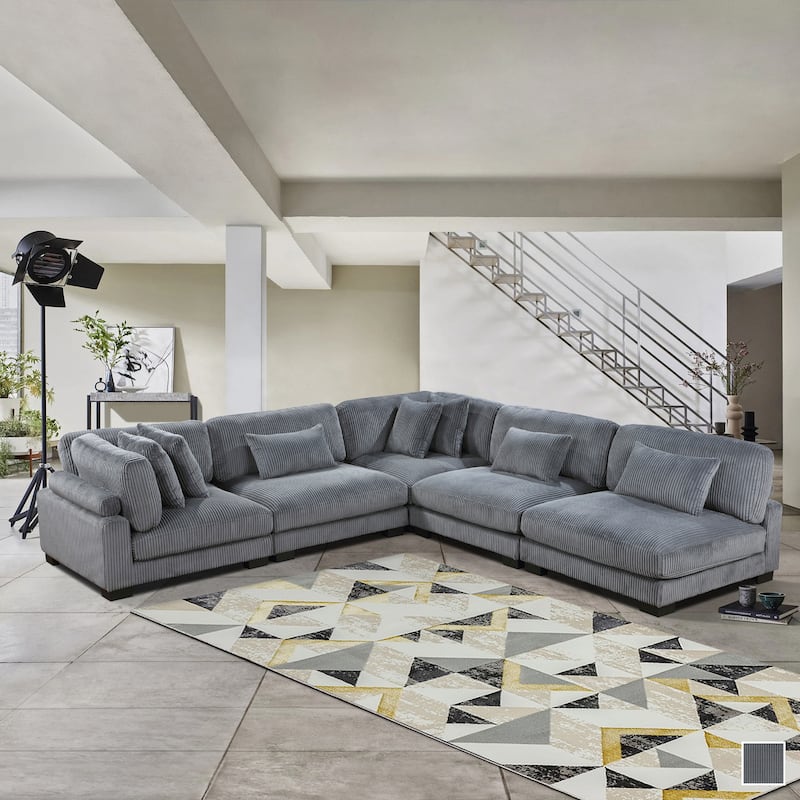 Braidy Corduroy 5-Piece Modular Sectional Sofa