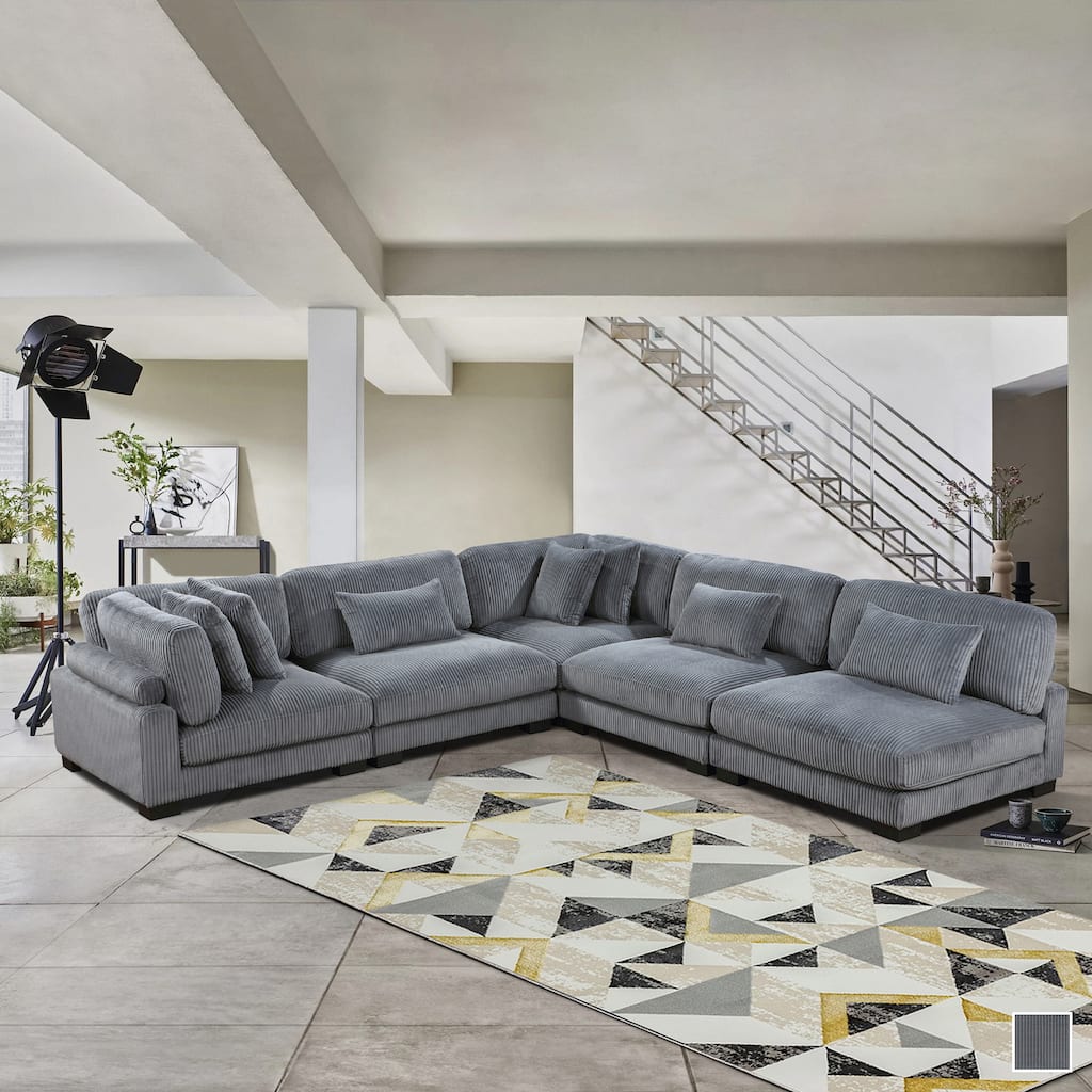 Braidy Corduroy 5-Piece Modular Sectional Sofa