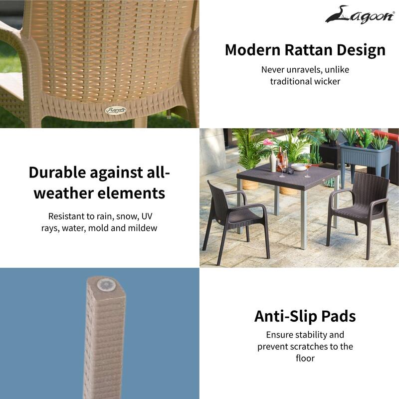 Koppla Resin Stackable All-Weather Dining Armchair, Set of 2