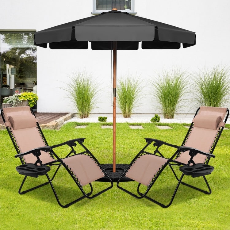 2 Pieces Folding Lounge Chair with Zero Gravity - 40"-57" x 25" x 34"-42.5"(L x W x H)