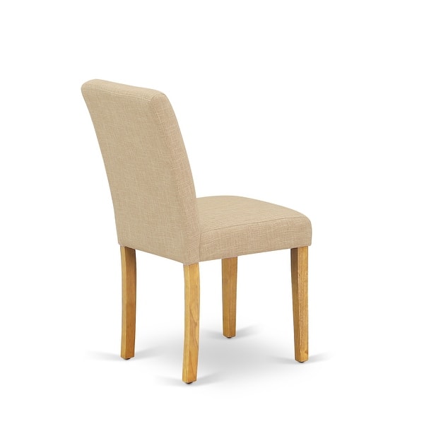East West Furniture Abp4t04 Abbott Parson Chair With Oak Leg And Linen Fabric Light Fawn Set Of 2 Overstock 28374944