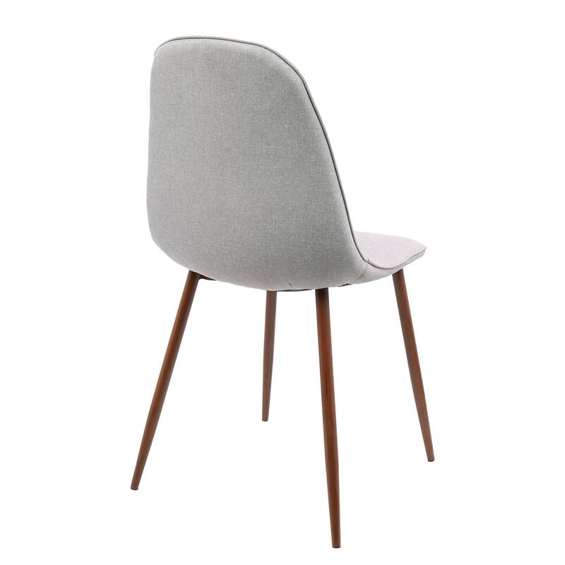 2 Gray Fabric Walnut Wood Pebble Modern Dining Accent Chair 35"