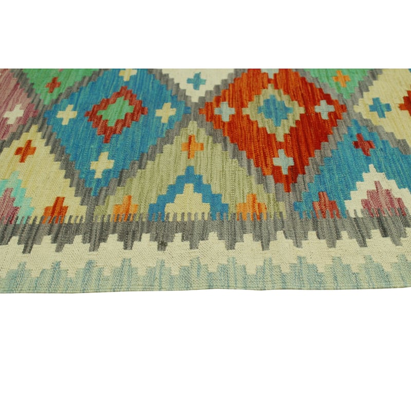 Sangat Flatweave Najib Rust/Ivory Rug - 4'4" x 5'11"