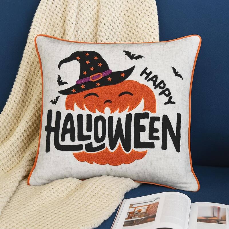 Happy Halloween Pumpkin Witch Throw Pillow