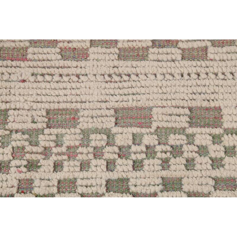 Modern Moroccan Large Area Rug Handmade Beige Wool Carpet - 9'11"x 15'9"