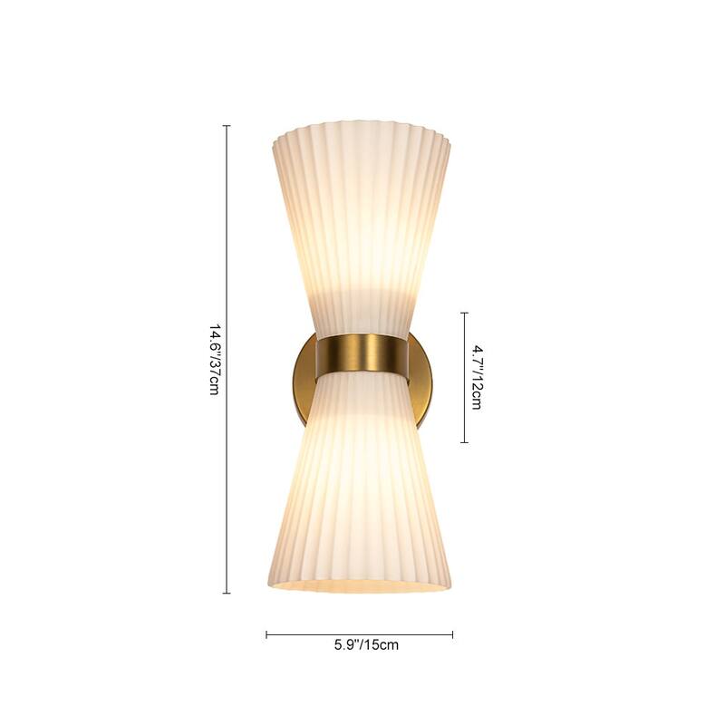 2-Light Hourglass Ribbed Glass Up & Down Wall Lamp Ambient Lighting
