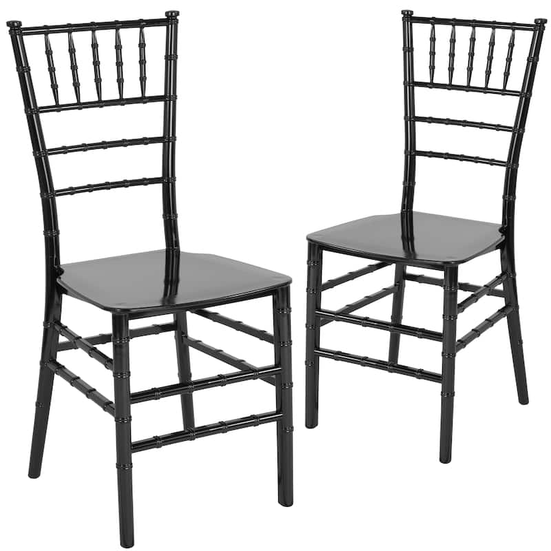 2 Pack Gold Resin Stacking Chiavari Chair - 15"W x 18.75"D x 35"H - 15"W x 18.75"D x 35"H