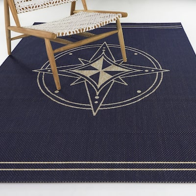 Rozsa Nautical Compass Indoor/Outdoor Area Rug