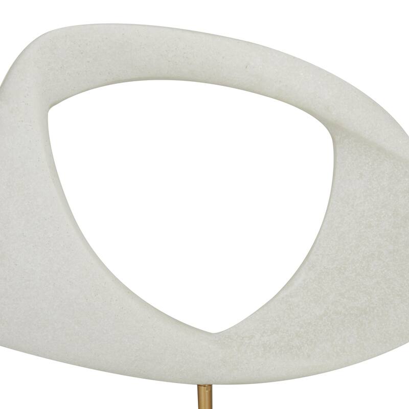 White Polystone Cut-Out Abstract Decorative Sculpture with Marble Stand