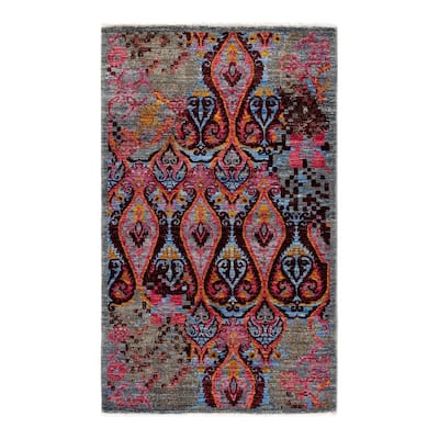 Overton Hand Knotted Wool Vintage Inspired Modern Contemporary Suzani Multi Area Rug - 3' 2" x 5' 2"
