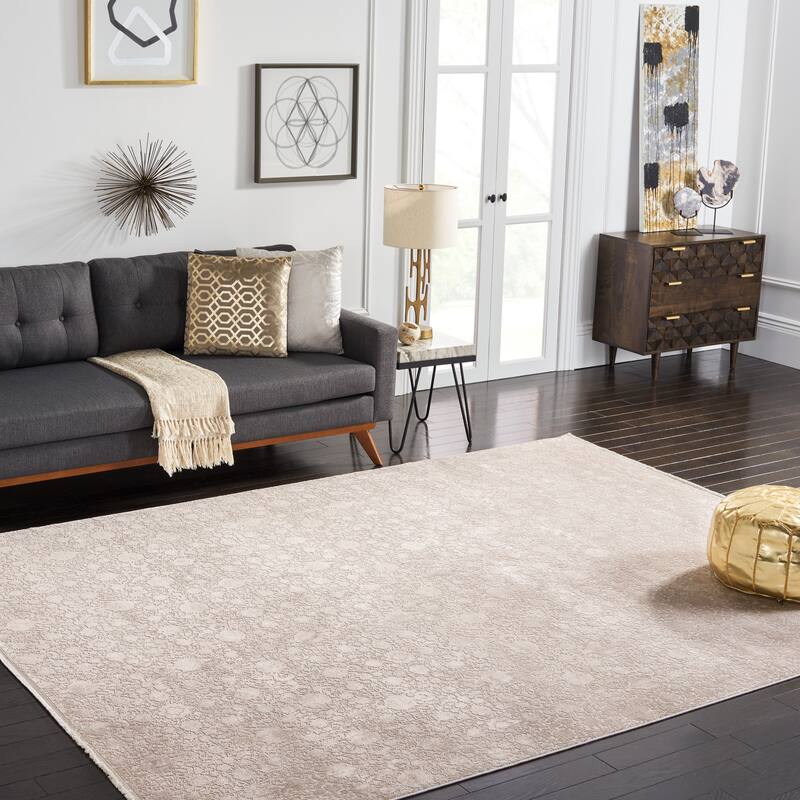 SAFAVIEH Eclipse Araksya Vintage Boho Abstract Viscose Rug with - 9' x 12' - Beige/Light Grey