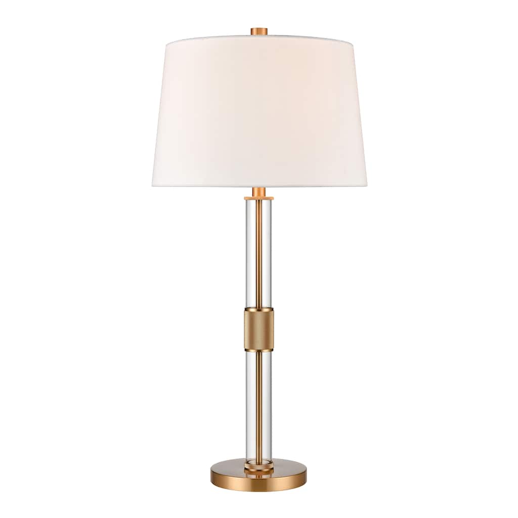 Elk Home Roseden Court Clear With White Linen Shade 1 Light Table Lamp