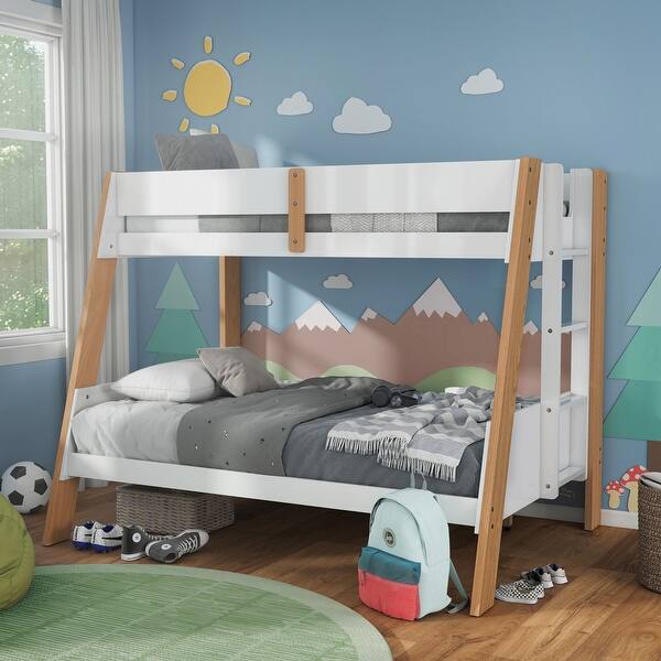 slide 2 of 9, Furniture of America Zylen White Solid Wood Twin over Full Bunk Bed White