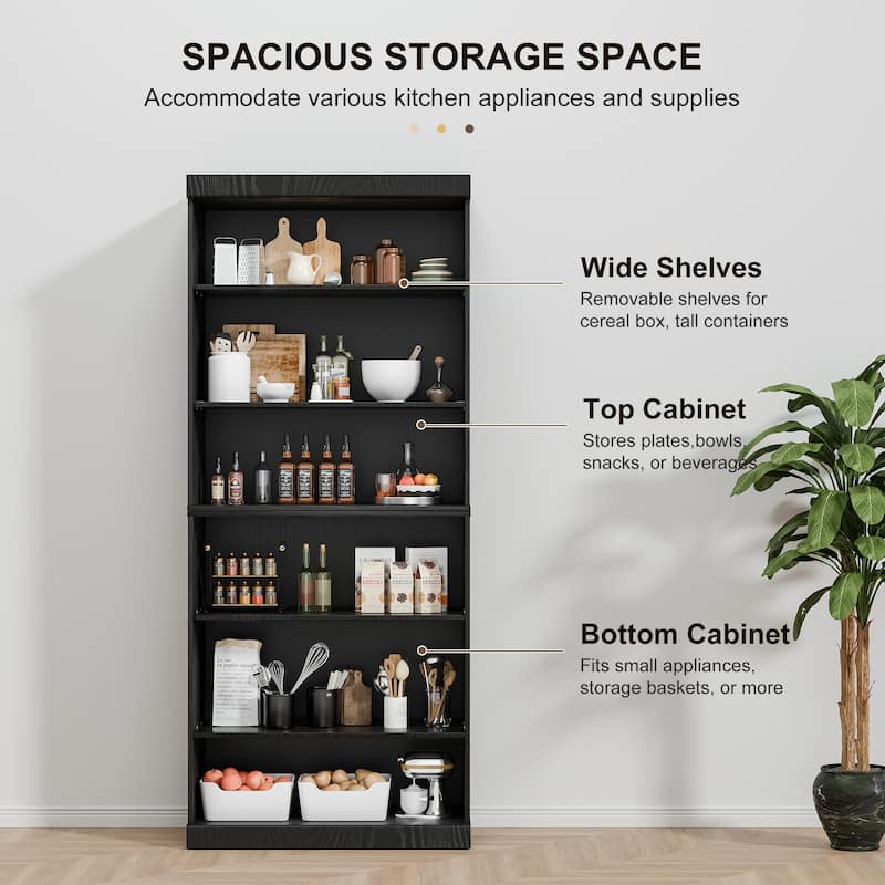 Doorless Wood Bookshelf Storage Cabinet Bookcase&Office Cabinet for Kitchen Bedroom Entryway Living Room Dinning Room