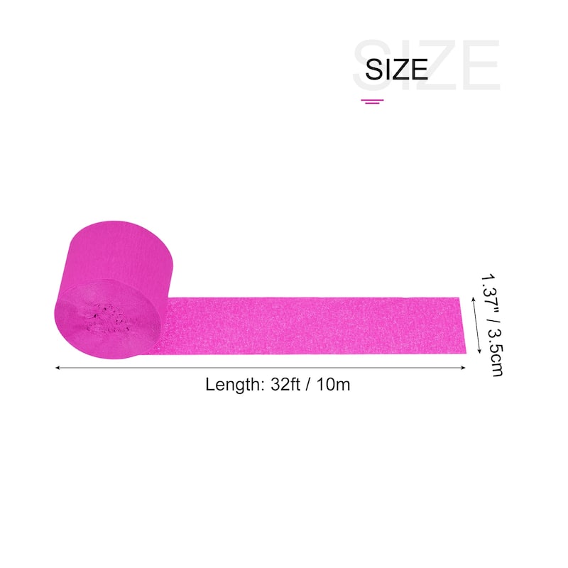 6pcs Crepe Paper Streamer 32ft Long 1.37 Inch Wide for Party Ornament - Fuchsia