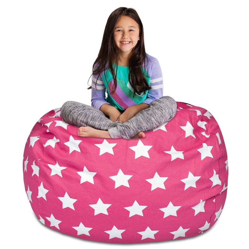 Kids Bean Bag Chair Cover Stuffed Animal Storage or Toy Organizer