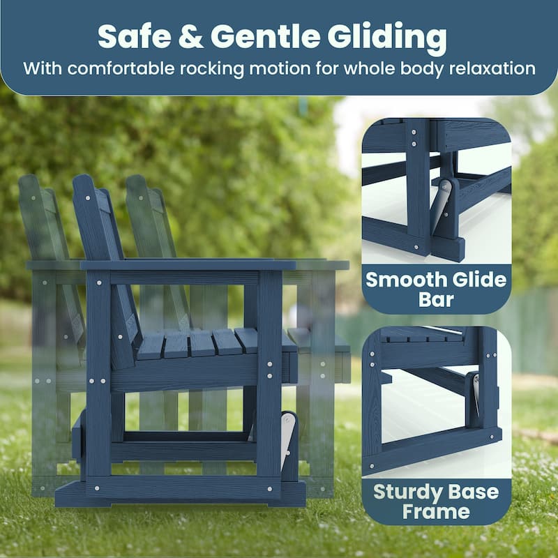 Outdoor Patio HDPE Glider Bench, Garden Rocking Bench