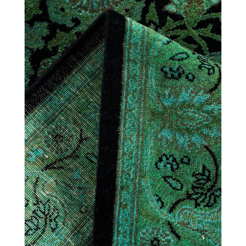 Overton Hand Knotted Wool Vintage Inspired Modern Contemporary Overdyed Black Runner Rug - 2' 7" x 17' 10"