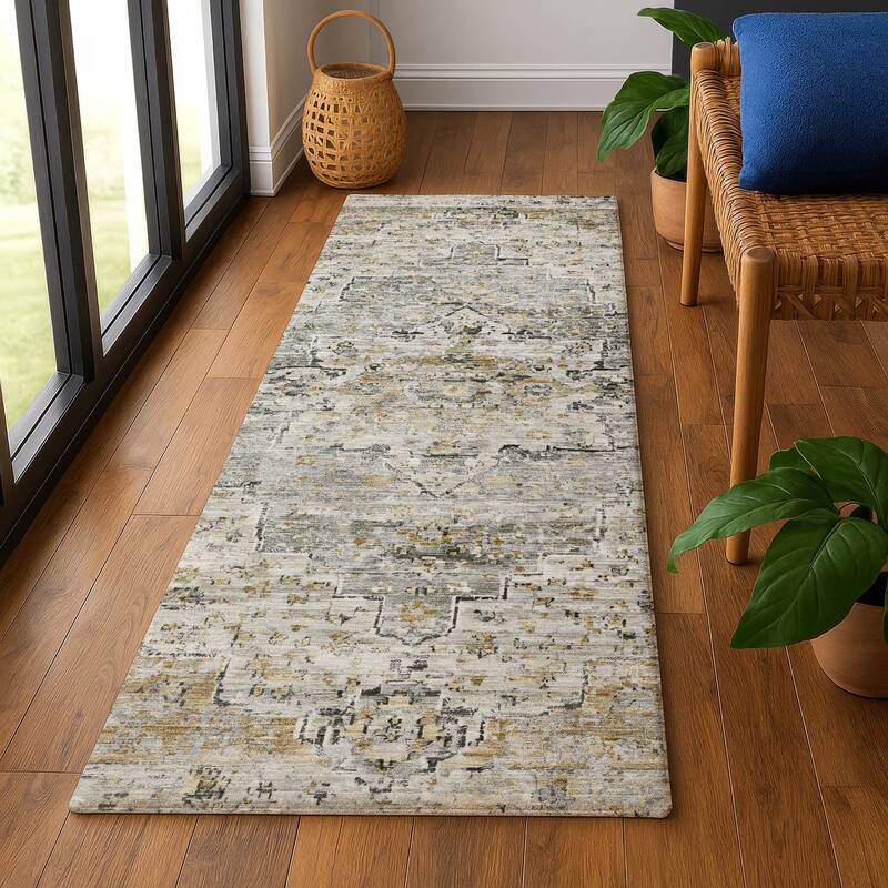 Premium Washable Super Soft Vintage Traditional Mayfield Rug - 2'3" x 7'6" - Taupe
