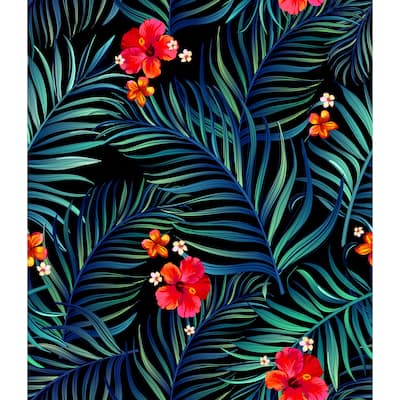 Hanna Exotic Tropical Leaves Removable Wallpaper - 10'ft H x 24''inch W