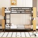 preview thumbnail 1 of 12, Twin Over Twin Metal Bunk Bed Bed Frame with Unique Storage Headboard & Four-Grid Shelving, Convertible to Two Beds, Black Black - Twin