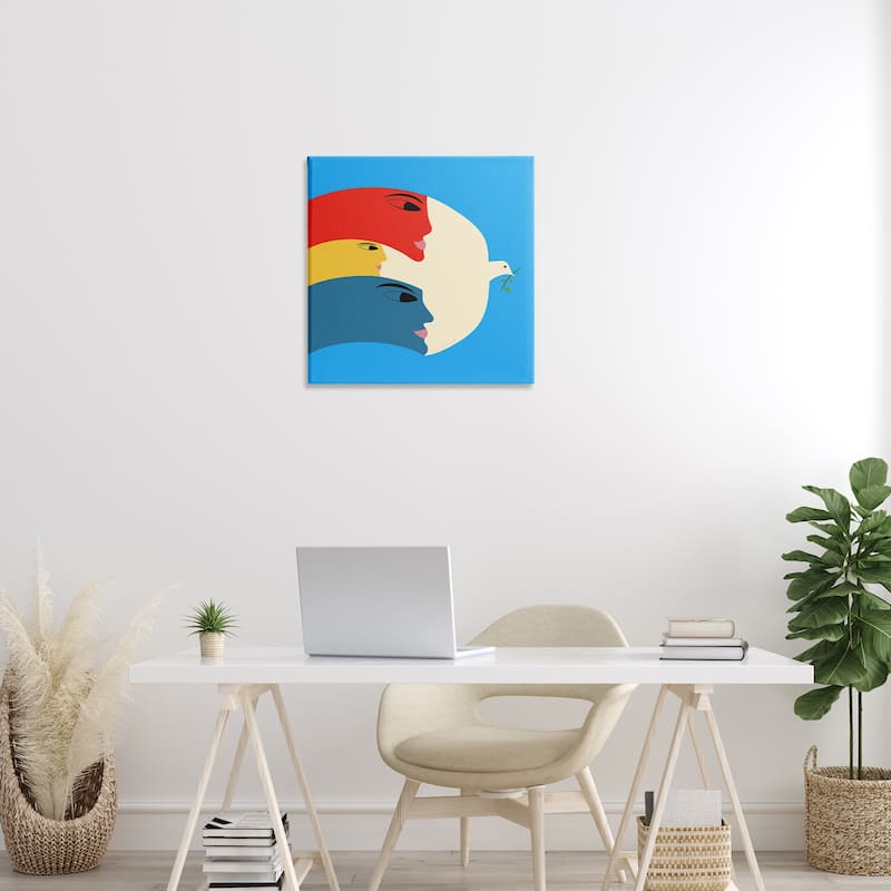 Stupell Peaceful Dove with Faces Canvas Wall Art Design By Carrie Cantwell