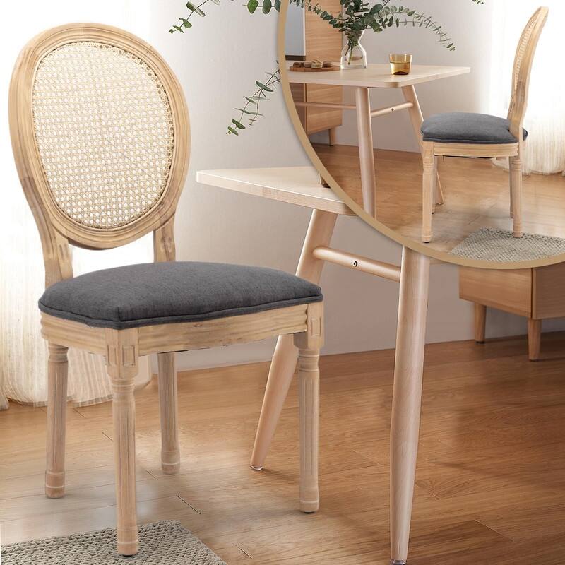 Upholstered French Style Nailhead Dining Chairs(Set of 4)