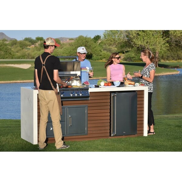 Professional Shiplap Outdoor Kitchen KoKoMo Grill With Waterfall