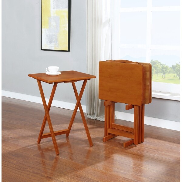 Donna 4 piece TV Tray Table Set with Stand On Sale Bed Bath Beyond 12228279